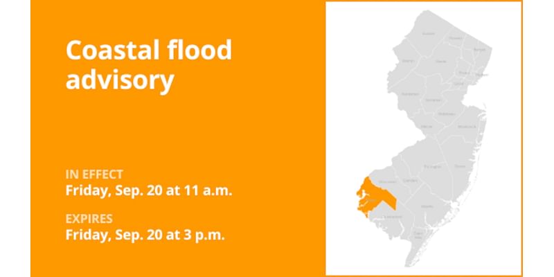 Salem County under a coastal flood advisory until Friday afternoon