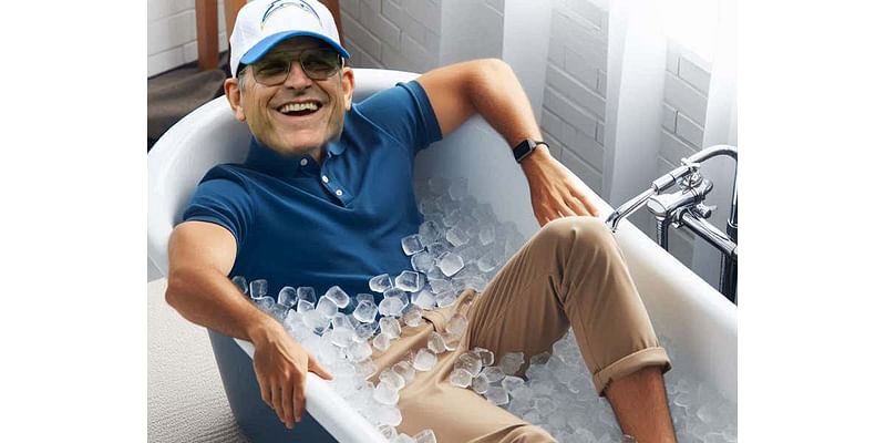 FOOTBALL GUY! Jim Harbaugh Going Into Ice Tubs Fully Clothed Is Somehow Not Surprising