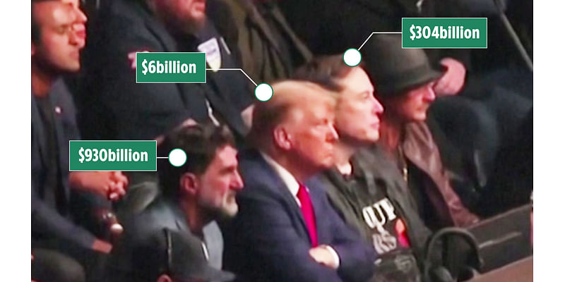 Donald Trump sits between two men worth $1.2TRILLION as President elect enjoys most exclusive seat in sport ever