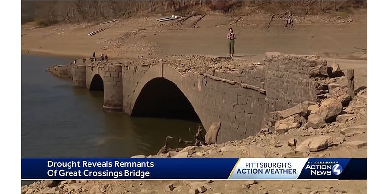 Remnants of 200-year-old bridge and long lost town revealed after lake dries up in state suffering historic drought