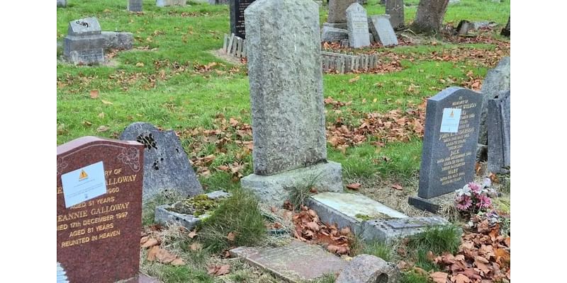 Gravestones covered with ‘disrespectful’ health and safety stickers by council