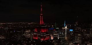 Liberal outrage as iconic NYC landmark sparkles red to celebrate Donald Trump's victory in North Carolina