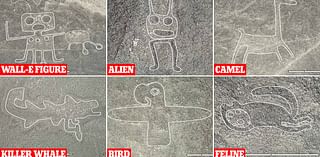 More than 300 mysterious Nazca glyphs are discovered in Peru - including a Wall-E-style person, alien-like figures, and killer whales with KNIVES