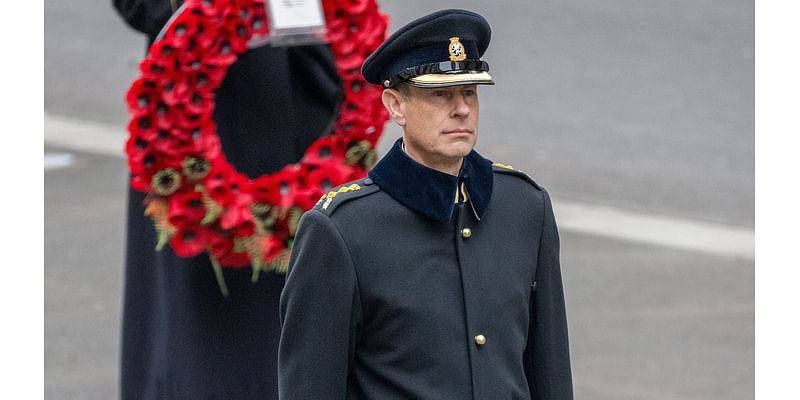 Prince Edward remembers 'all who have made the ultimate sacrifice' as he lays Remembrance Sunday wreath