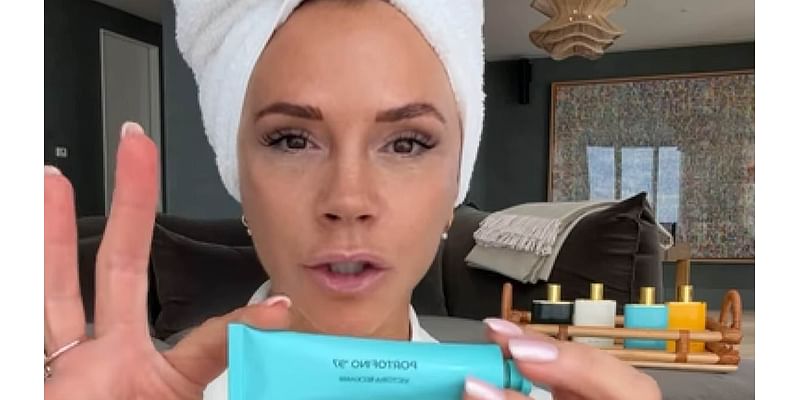 Victoria Beckham shows off her new hand cream range at £38 per bottle after daughter Harper, 13, revealed her very expensive makeup routine