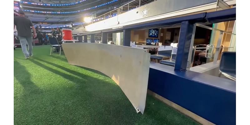 Piece of AT&T Stadium roof falls on to field