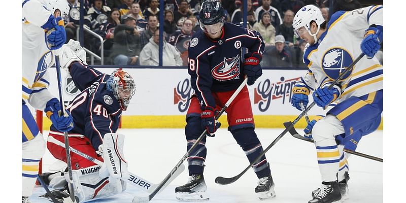 Tarasov stops 20 shots and Blue Jackets use balanced scoring in a 6-4 victory over the Sabres