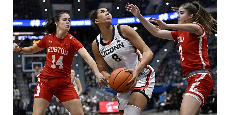 Freshmen El Alfy, Strong score 17 points each as No. 2 UConn routs BU 86-32