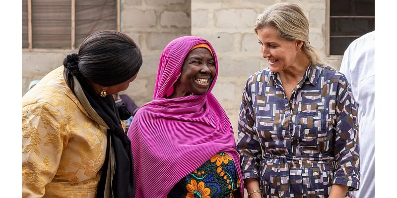 Smiling Sophie, Duchess of Edinburgh, is stylish in statement print frock as she stands in for King Charles during Tanzania visit