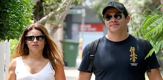 Ada Nicodemou and James Stewart walk hand in hand as they enjoy a romantic lunch date in Sydney