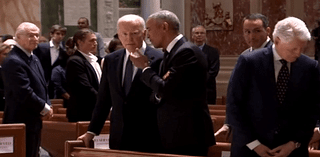 Tense convo? Rumors fly after video shows Obama and Biden talking at memorial service