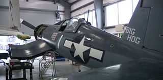 Relic fighter plane being refurbished for exhibit at Intrepid Museum in NYC