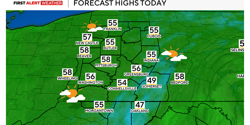 Clearing skies in western Pennsylvania lead to a late-week warm up