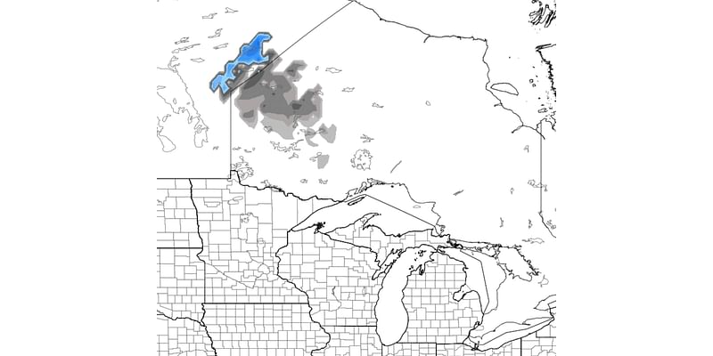 Snow showing up on weather maps north of Michigan