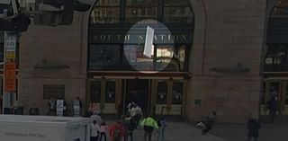 WATCH: Video captures moment large piece of debris lands near entrance to Boston’s South Station - Boston News, Weather, Sports