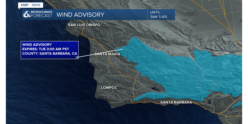 A weak cold front will bring strong wind gusts to Santa Barbara County's mountains