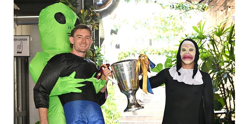 Brisbane stars let it all hang out in wild Mad Monday costumes as they party for the third day straight after winning the grand final