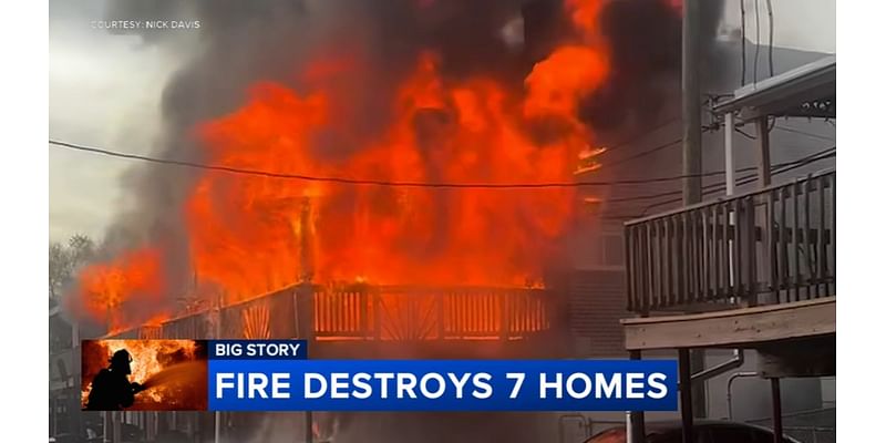 Seven families displaced, 3 homes impacted after fire tears through row homes in Folcroft