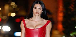 Amelia Gray stuns in a sexy red leather dress at Vogue Italia party after hitting the catwalk during Milan Fashion Week following night out with Romeo Beckham