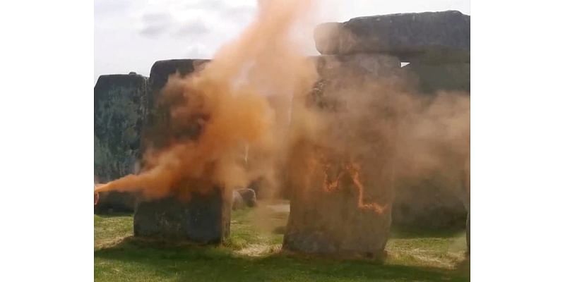 Two people charged after orange paint was thrown at Stonehenge in Just Stop Oil protest