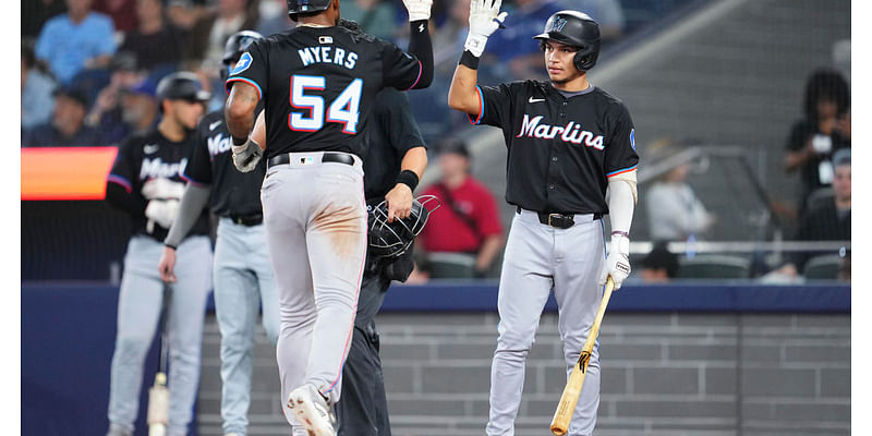 Dane Myers drives in career-best 5 RBIs as the Marlins beat slumping Blue Jays 8-1