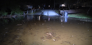 Water fills Ross Township road following apparent water line break