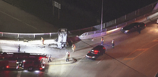 Car flips during crash on the Mansfield Bridge