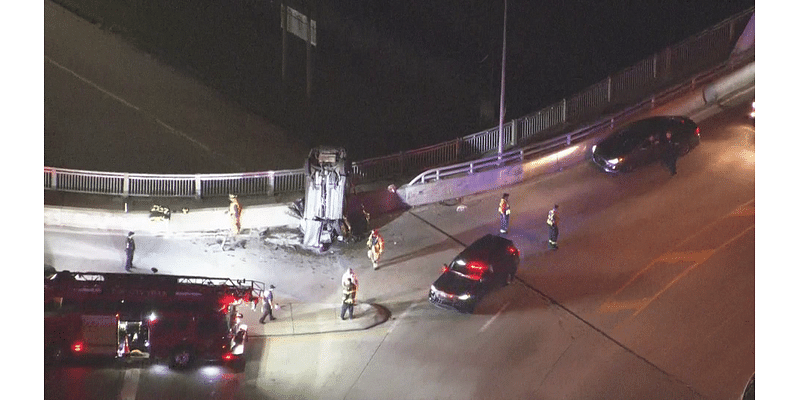 Car flips during crash on the Mansfield Bridge