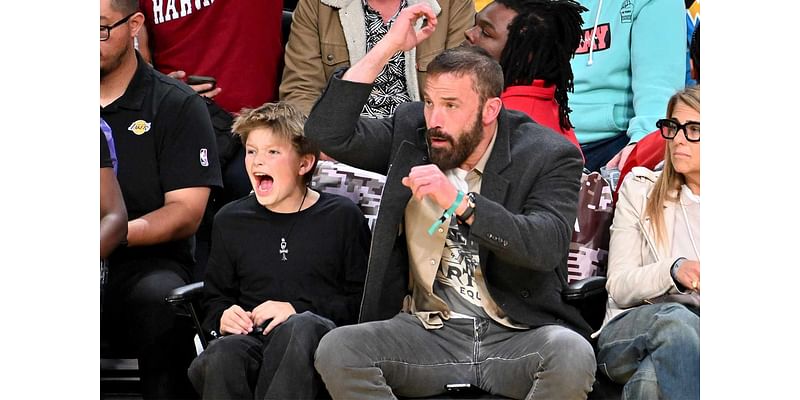 Ben Affleck and Son Samuel, 12, Cheer on the Los Angeles Lakers Courtside in Rare Father-Son Outing