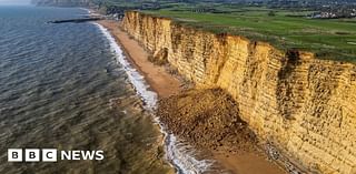 Jurassic Coast cliff fall: Dorset's East Beach at West Bay blocked