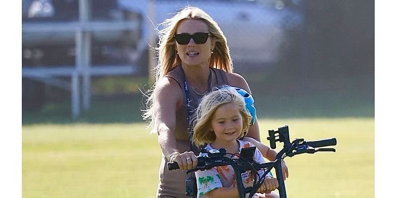 Elyse Knowles reveals painful pregnancy side effect before heading out for a family bike ride with her fiance Josh Barker and their two kids