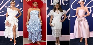 The BEST dressed at Oaks Day: Celebrities stun in spectacular florals, figure-hugging frocks and pretty pastels on Spring Racing's final day