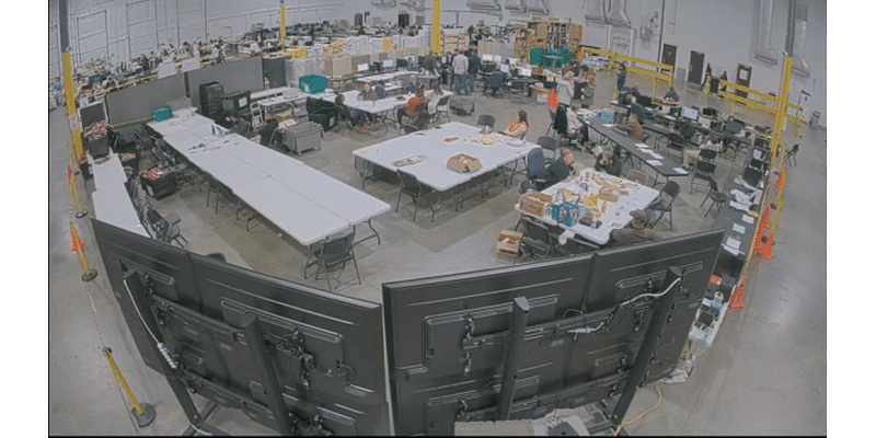 Harris County election workers continue to count ballots at new headquarters in north Houston