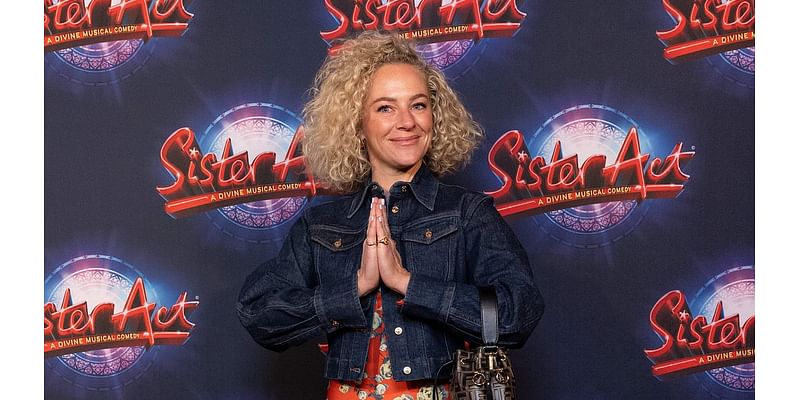 Ash Pollard appears unfazed as she flashes a huge smile at Sister Act's opening night after extraordinary firing rant