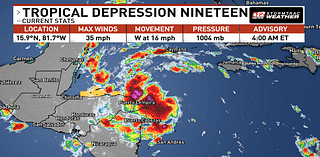 Tropical Depression 19 forms in the Caribbean Sea