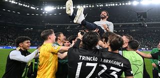 Ruben Amroim shares emotional goodbye with Sporting Lisbon fans after thrashing Man City in his final home game before joining Man United - as his players throw him into the air!