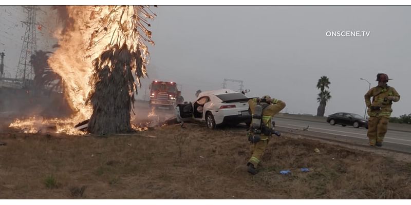 Man Taken to Hospital After Fiery Morning Crash in National City