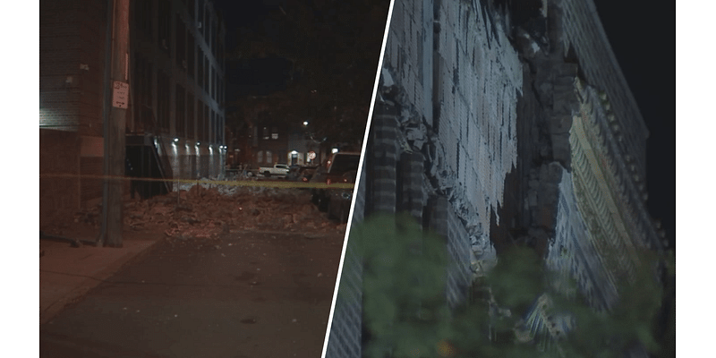 Apartment building partially collapsed in Francisville damaging parked cars