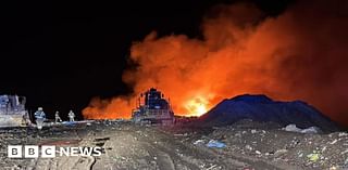 Fire crews from two counties spend night tackling landfill blaze