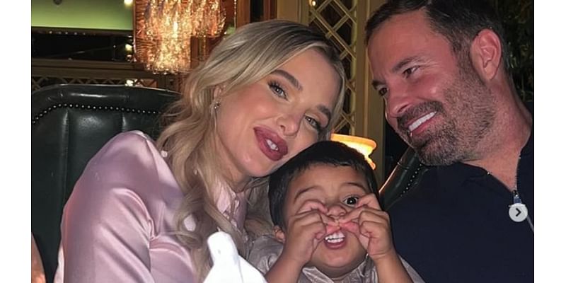 Helen Flanagan cosies up to boyfriend Robbie Talbot, 45, and her children as they celebrate her 34th birthday as a family before slipping into a VERY racy gown for adults only party