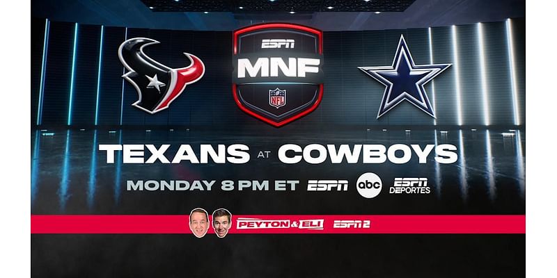 MNF Week 11 ESPN schedule: How to watch Texans vs. Cowboys