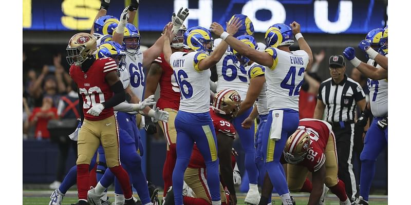 The Rams rally from a double-digit deficit to stun the 49ers 27-24 on a late field goal