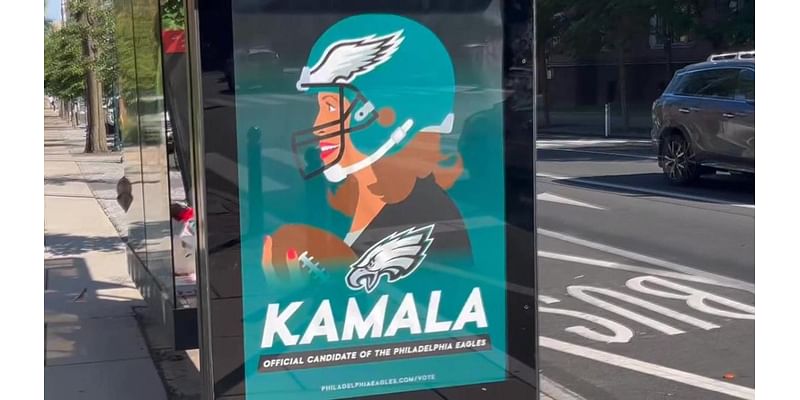 Artist behind fake Eagles ads endorsing Kamala Harris says he's unaware how they got on bus shelters