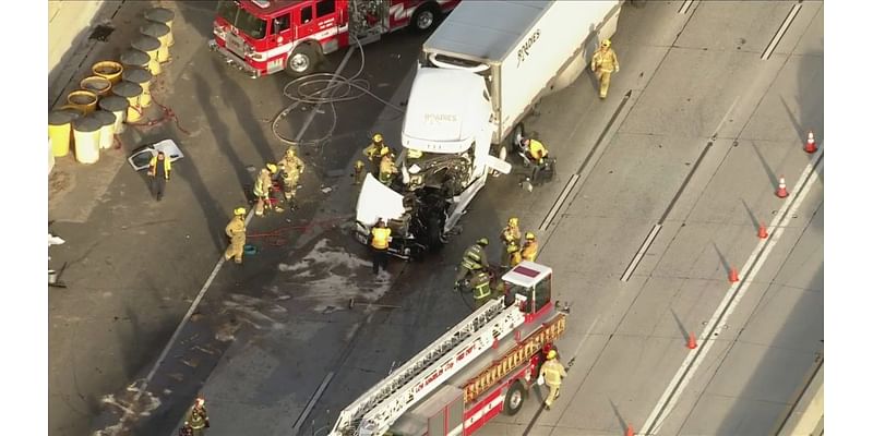 ‘A terrible drive’: Multiple crashes involving big rigs snarl traffic on 5 Freeway