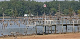 Helicopters drop gravel for Lake Conway habitat project, Arkansas Game and Fish Commission