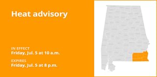 Update: Heat advisory for Southeast Alabama for Friday