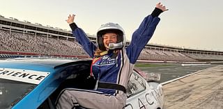 Sydney Sweeney shows off impressive driving skills as she gets behind the wheel of a race car