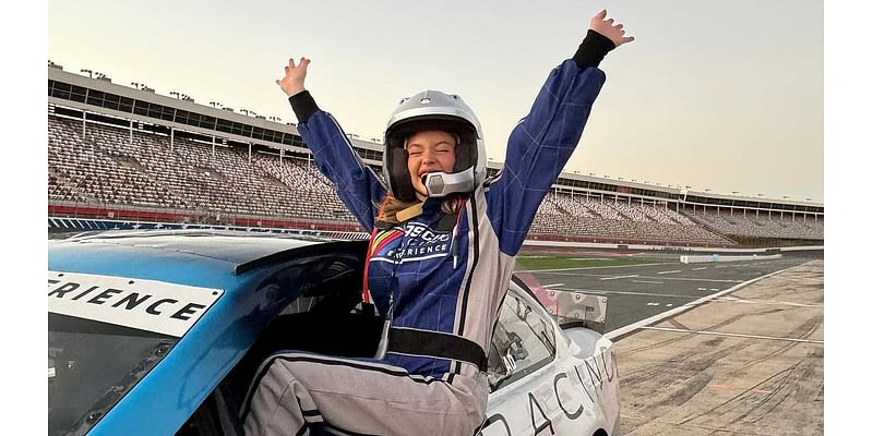 Sydney Sweeney shows off impressive driving skills as she gets behind the wheel of a race car