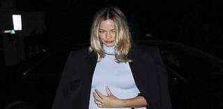 Pregnant Margot Robbie shows off her baby bump in a blue bodycon dress as she enjoys a girls' night out at West Hollywood club