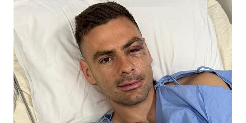 Footy star Stephen Coniglio looks unrecognisable in confronting hospital photos as he endures the 'most difficult six weeks of my career'